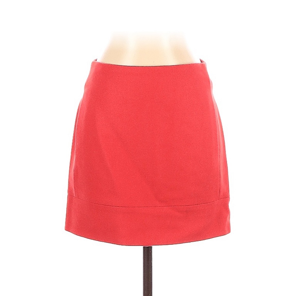 J Crew Coral Orange Wool Blend Mini Skirt w/ Side Pockets 0